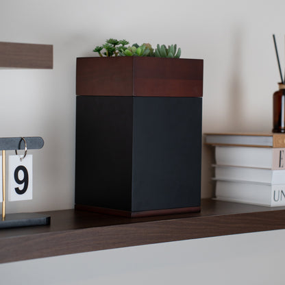 Cremation Urn With Planter, Walnut Wood