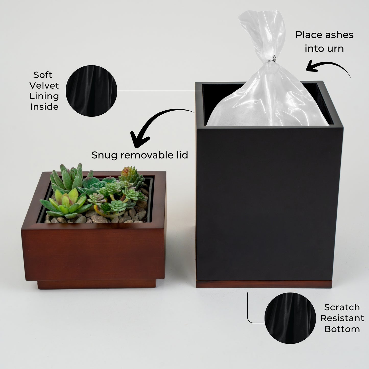 Cremation Urn With Planter, Walnut Wood